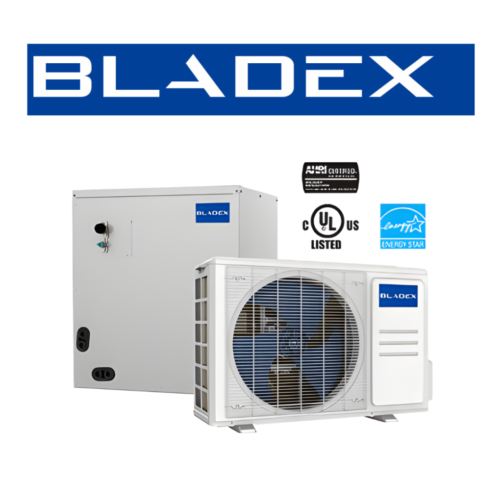 BladeX Logo and Picture of Heat Pump Sets